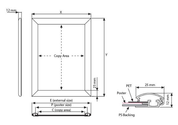 25mm Aluminyum Çerçeve Teknik Grafik