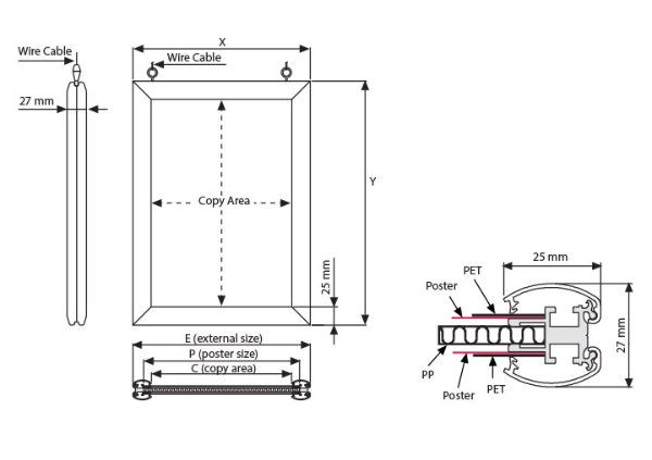 25mm Germe Çerçeve Teknik Resim