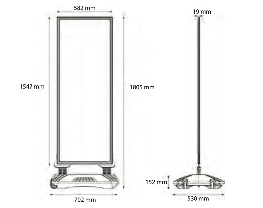 Windpro Slim Tek Bölmeli Kaldırım Panosu