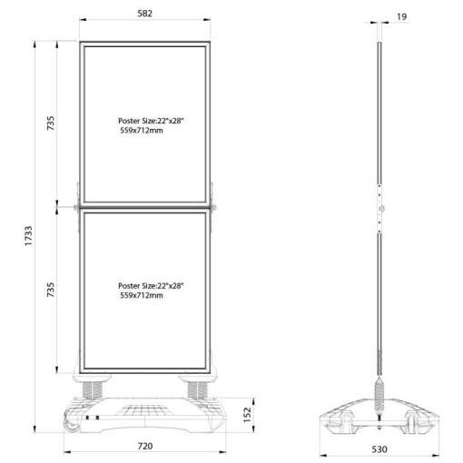 Windpro Slim Çift Bölmeli Kaldırım Panosu
